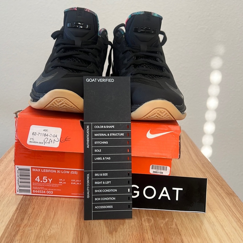 New Lebron 11 low Black and gum W/ original box. 100% authenticity guaranteed.